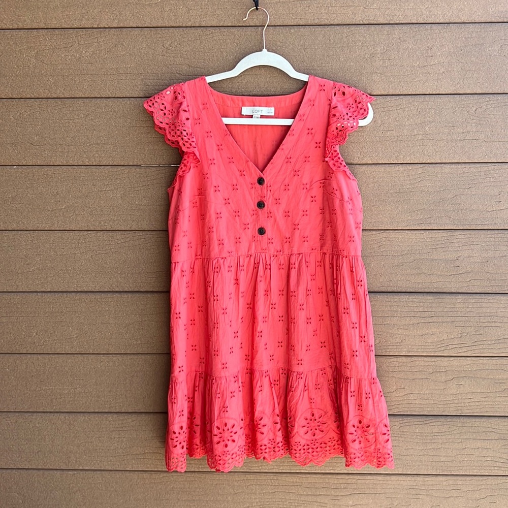 Coral Eyelet Dress - Loft - 2P